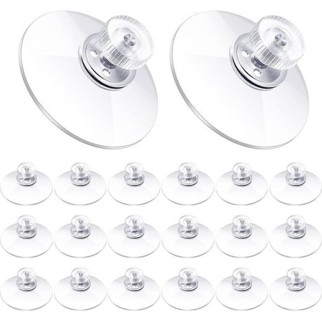 Ventouses en plastique 40 mm – Ventouse en PVC transparent avec écrou à vis – Adhésif puissant pour surfaces lisses – Lot de 20 pièces (1/5)