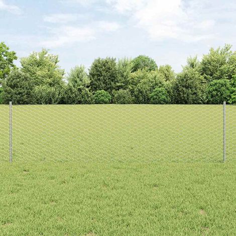 Zaun mit Pfosten Silber 0,6 x 25 m Stahl