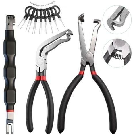 11 Pinces de Déconnexion Électrique à main Set avec Droite Courbée Levier Double Extrémité et 8 Broches D'extraction pour Connecteur Electrique Automobile Réparation Outillage Mecanique Auto - (1/5)