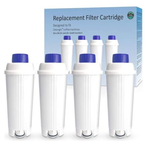 DLSC002 Filtres à Eau pour Machine à café avec Amortisseur en Charbon Actif, Delonghi Water Filter Replacement Compatible avec Machines à café ECAM, Esam, ETAM, BCO, EC. (Lot de 4) (1/4)