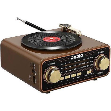 Rétro Vinyle Lecteur Style Radio Enceinte Bluetooth, AM/FM/SW Radio avec sans Fil Streaming,vintage Decor pour Maison (1/5)