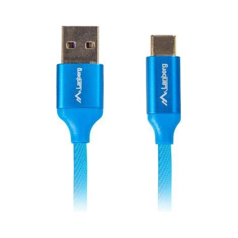 CABLE USB LANBERG 2.0 MACHO/USB C MACHO QUICK CHARGE 3.0 0.5M AZUL (1/2)