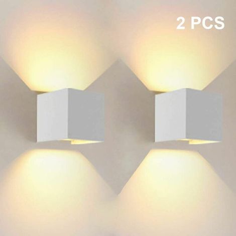 LED-Wandleuchte, nach oben und unten gerichtete LED-Wandleuchte für den Innenbereich, warmweiß, verstellbarer Abstrahlwinkel für Zuhause, Flur, Wohnzimmer, Schlafzimmer – 2 Stück weiße LED-Wandleuchte