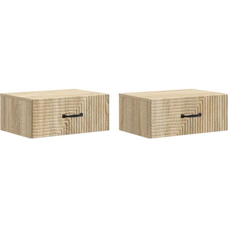 Mesita de Noche de Pared 2 pcs Roble Sonoma 49 x 34,5 x 20 cm vidaXL