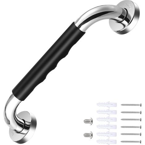 Barre d'appui de salle de bain avec poignée antidérapante en acier inoxydable pour baignoire, toilettes, escalier 33 cm (1/5)