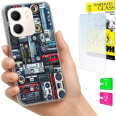 Custodia per Oppo A5X, cover posteriore con vetro temperato 9H. (1/5)