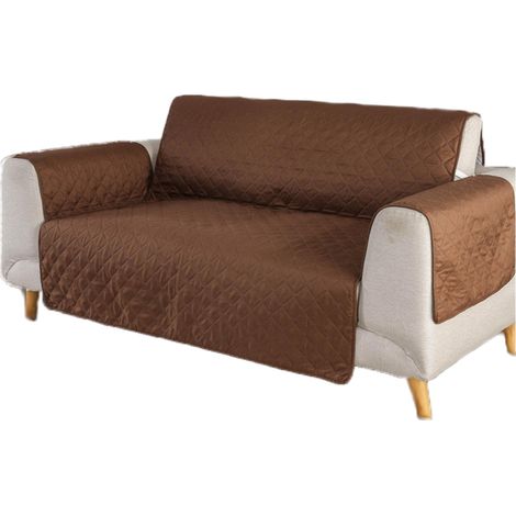 Coussin pour canapé trois places, 280 cm, marron à motif losanges matelassé, pour la protection du canapé.