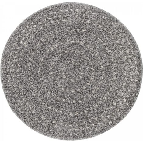 Tapis salon RADI 4 en polypropylène doux et soyeux  Gris - 160x160 rond