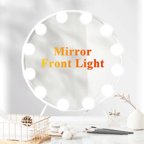 Ortviai Lampe de maquillage USB avec miroir – 6 spots réglables en température de couleur (3000K-6500K), facile à installer