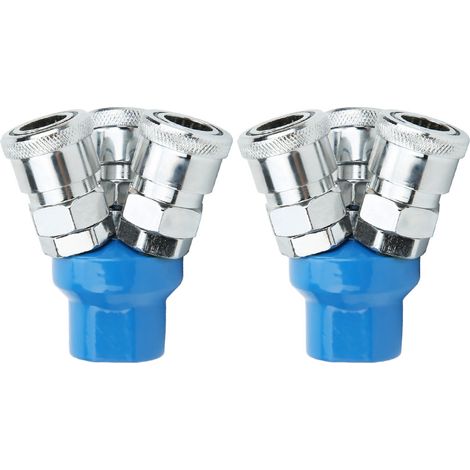 2 Raccords Rapides 3 Voies Ronds Filetés Mâles SMY pour Connecteur de Tuyau d'Air, Accessoires (1/5)