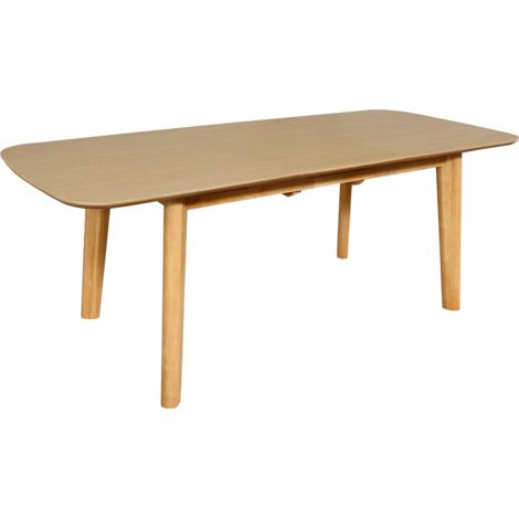 4-6 seater extendable rectangular dining table, oak and metal veneer, Holy, Natural, 210x90x76 cm