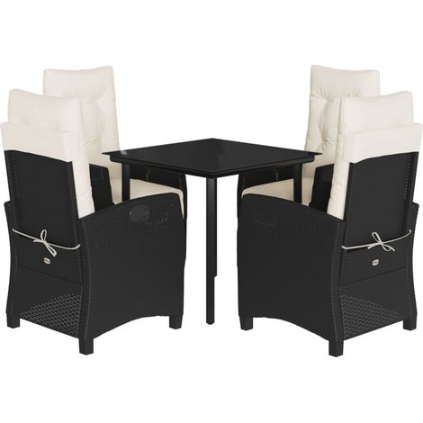 Set de muebles jardín 5 pzas con cojines ratán sintético negro vidaXL (1/5)
