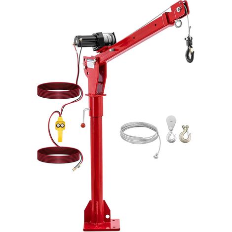 Gru pick-up con argano professionale 12 v 800 kg 360° acciaio inox rosso acciaio 140009130
