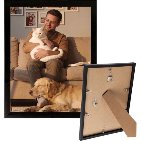 Cadre photo - Taille M - Convient aux photos de 12,7 x 17,8 cm - Cadre photo en bois - À monter soi-même - Cadre photo en PVC - Convient pour photos, affiches et documents - Peut être placé verticalem (1/5)