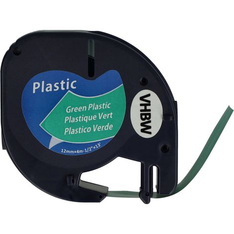 vhbw Label Tape Plastic Replacement for Dymo 91224, S0721640 for Label Printer 4m x 12 mm, Black on Green, plastic (1/4)