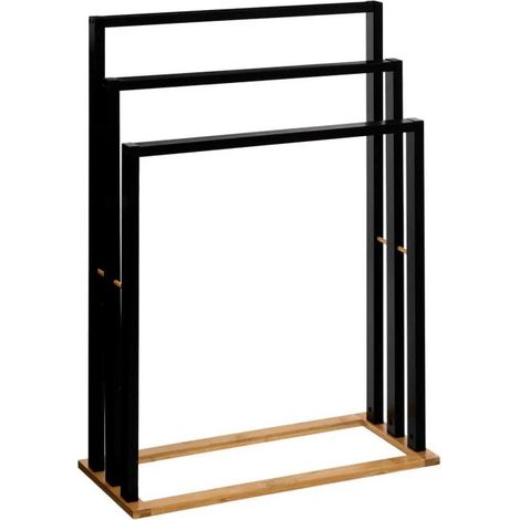 Porte-Serviettes en Bambou "Natureo" 82cm Noir