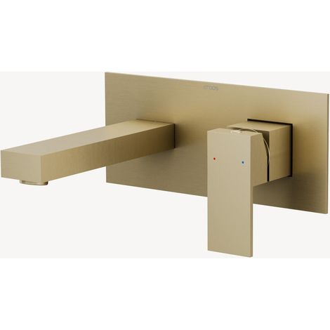 Miscelatore lavabo a parete da incasso oro spazzolato - Sirius