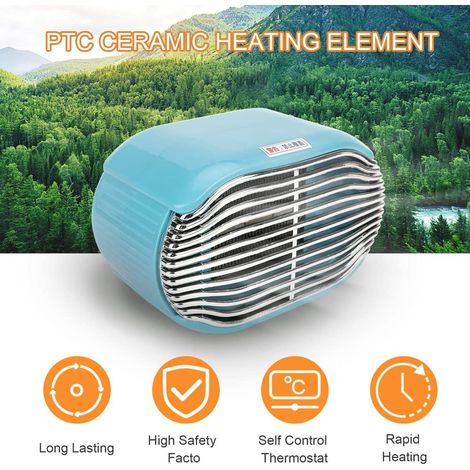Chauffage d\'espace, 600/800 W PTC Mini chauffage en céramique avec thermostat Faible puissance pour chauffer jusqu\'à 108 pieds carrés Chauffage rapide Chauffage portable pour bureau intérieur (1/4)