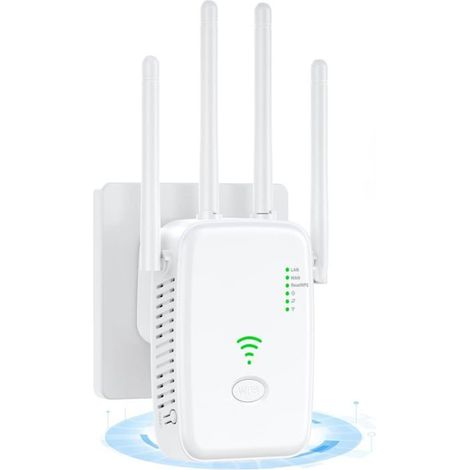Repetidor WiFi, amplificador de señal WiFi de 2,4 GHz y 300 Mbps, extensor WiFi con puerto Ethernet, 4 antenas, repetidor WiFi de largo alcance.
