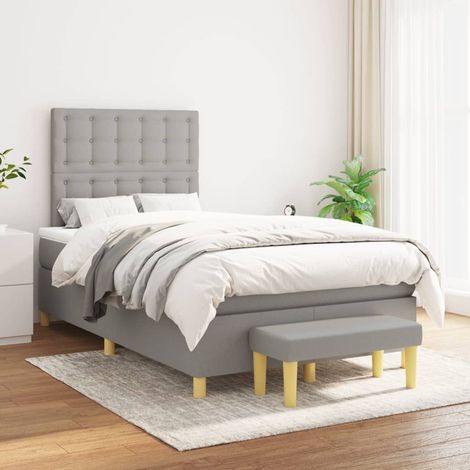 Boxspringbett mit Matratze Hellgrau 120x200 cm Stoff (1/5)