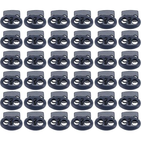 Lot de 30 embouts de cordon métalliques à bascule, double trou, butée à ressort, pour cordons de serrage. (1/4)