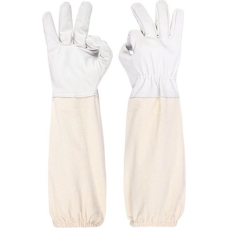 royaluxe -Gants d'apicult-gants d'abeille en peau de chèvre épaissie pour hommes femmes-gants d'apicult robustes avec manches longues en toile (1/5)