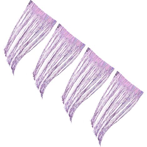 Rideaux à franges argentées pour fond photo, décoration murale événement violet (1/5)