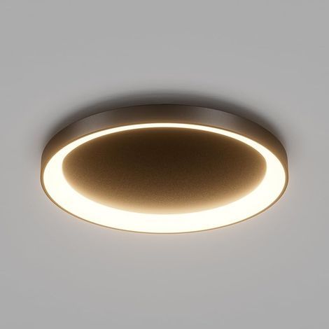 Plafonnier LED Rond 56W 3500 Lumen, Lampe de Plafond Design en Métal, Luminaire Plafonnier Moderne pour Couloir Chambre Cuisine Salon, 48cm, Blanc Chaud 3000K, Noir (1/5)