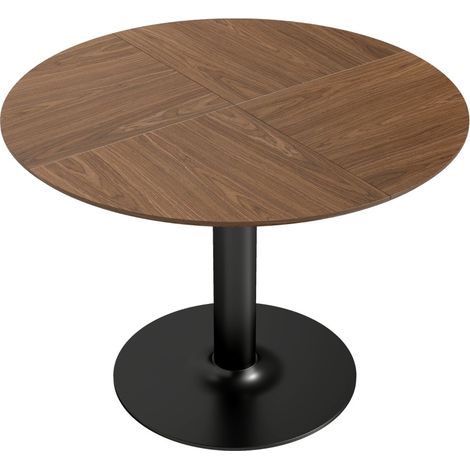 Tavolo da pranzo rotondo Ø110 cm in MDF marrone effetto legno, acciaio, 6 persone - CHICFURN (1/5)