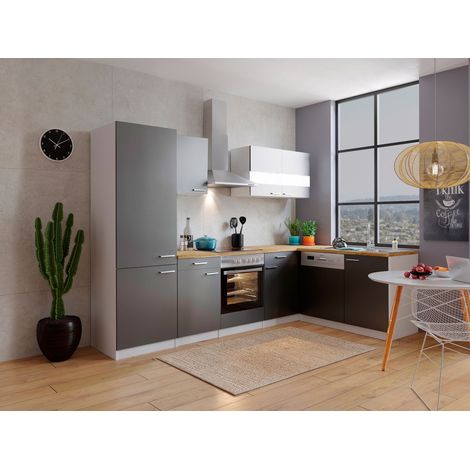 Cuisine Cuisine d'angle Blanc Gris Malia 280x172 cm Respekta (1/4)