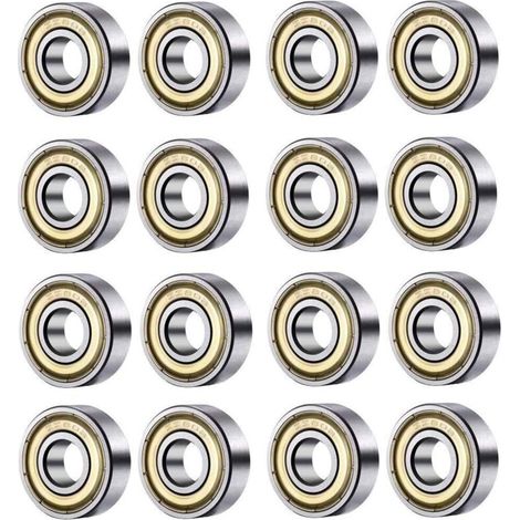 Lot de 20 roulements à billes 608 ZZ double blindage – Acier au carbone – Charge max 34 000 tr/min – Pour skateboard et imprimante 3D