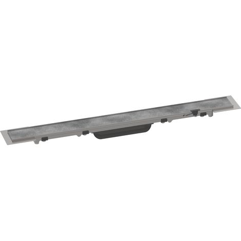Caniveau de douche hansgrohe RainDrain Rock – Design sans cadre – Épaisseur de carrelage jusqu'à 40 mm – Largeur de grille 58 mm – Nettoyage facile