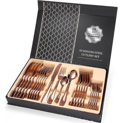 24-teiliges Edelstahl-Besteckset, roségoldfarben (1/5)