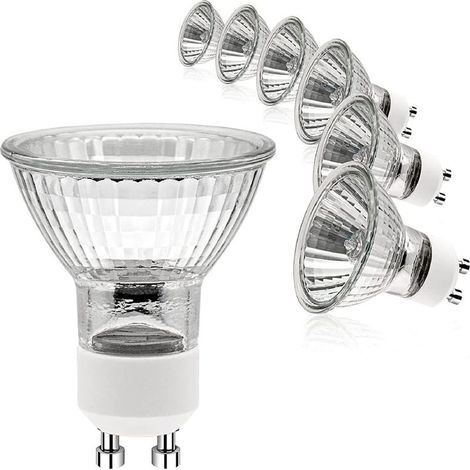 Pack de 6 GU10 50W Ampoules Halogènes Réflecteur, Dimmable Projecteur, MR16 Ampoule Spot Halogène, 500LM, Blanc Chaud 2700K, 45 °Faisceaux, Base à 2 Broches, Lampe à Réflecteur, AC 230V (1/5)