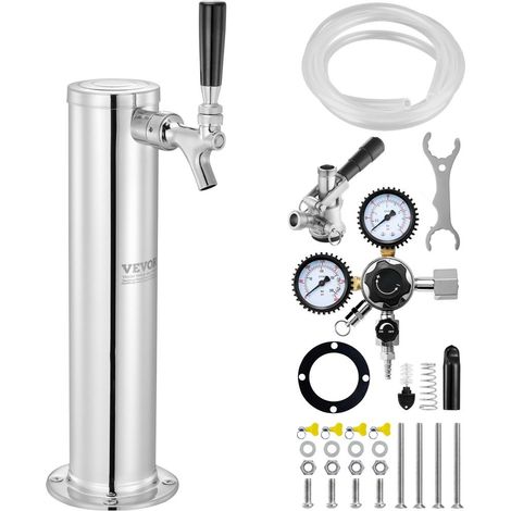 Acier Inoxydable Anti Mousse Tireuse à Bière Colonne 1 Robinet avec Régulateur W21,8 Coupleur S pour Bar et Restaurant (1/5)