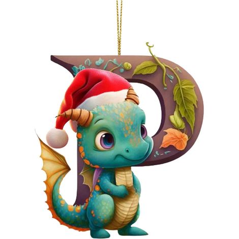 Pendentif Lettre Dinosaure - Décoration Arbre De Noël En Acrylique - Pour Maison Et Sapin - Lot De 26 Lettres