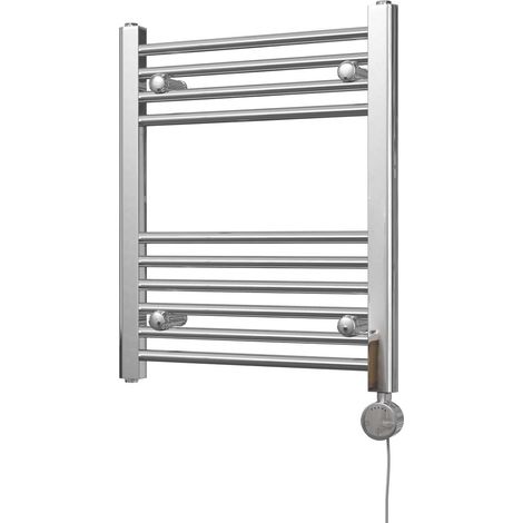 Zennor - Chrome Electric Towel Rail H600mm x W500mm Straight 200w Thermostatic (1/3)