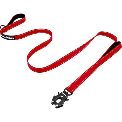 Laisse pour Chien Résistant 1,8m/1,5m/1,2m pour Grands Moyens Petits Chiot, Nylon Laisse de Dressage avec 2 Poignée et Auto Bloquer Boucle, Réfléchissants Anti-Traction Corde Laisse Rouge 4ft (1/5)