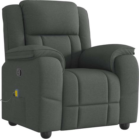 Sillón reclinable de masaje con tapicería gris oscuro