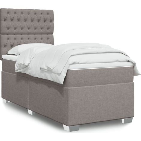 Boxspringbett mit Matratze Taupe 100x200 cm Stoff