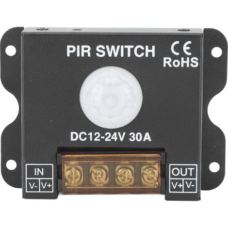 Ortviai Détecteur de mouvement PIR pour bande LED extérieure – 12-24 V CC, 30 A, capteur infrarouge humain (1/5)