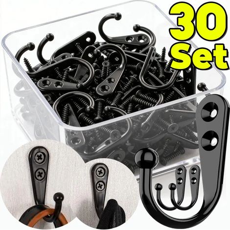 (1 lot, cuivre) Crochets muraux en métal noir avec vis pour suspendre manteaux, serviettes, sacs et casquettes. Support de rangement pour cuisine et salle de bain. (1/5)