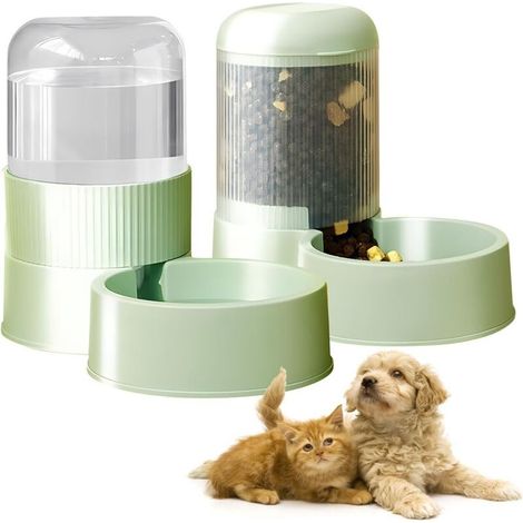 Distributeur Automatique de Nourriture et d'eau pour Chat et Chien, Distributeur Croquettes, Abreuvoir et Alimentateur, Distributeur Eau pour Petits et Grands Chiens, Chats (1/4)
