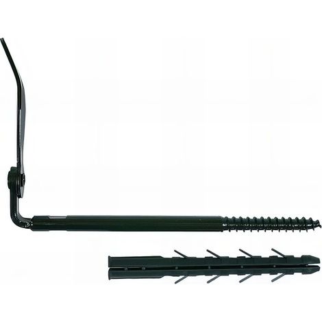 2 Arrêts de volet pour parpaing et brique creuse D. 10 x 250 mm + chev. D. 12x130 mm - Noir (1/3)