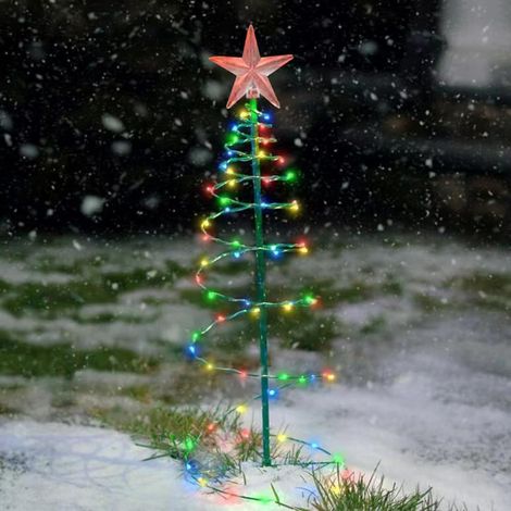 50 cm LED-Solar-Lichterkette für Weihnachtsbaum, Außendekoration, wasserdichtes Nachtlicht für Weihnachtsfeier, Einfahrt, Rasen, Garten (bunt)