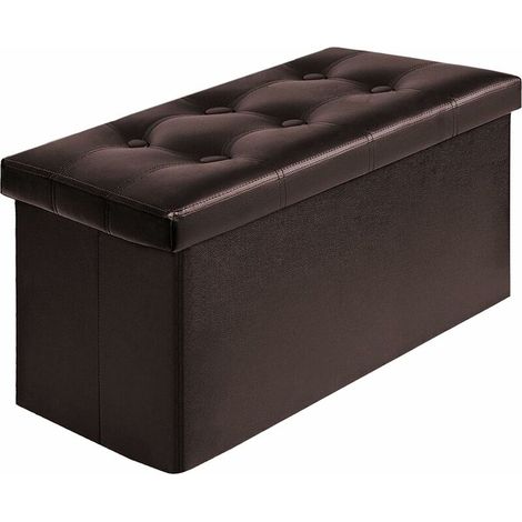 Klappbarer Aufbewahrungshocker, Kofferraumaufbewahrung, Sitzbank, Fußstütze, Klappbox, bis 300 kg belastbar, 76 x 38 x 38 cm (Braun) (1/5)