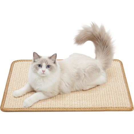 Tapis Griffoir Chat Sisal 60x30cm, Tapis pour Chat Anti-Griffe, Protection Canapé & Mur, Autocollant Antidérapant Ultra Stable, Résistant sans Miettes, Attire Le Chat Naturellement, Beige (1/5)