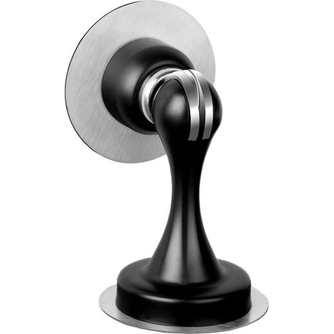 Arrêt-Porte Magnétique en Acier Inoxydable, Fixation Sans Percer pour Mur et Sol, 2 Pièces avec Adhésif, Blanc/Noir - 55x75x20mm (1/5)