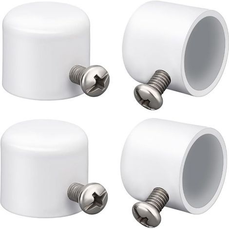 Lot de 4 embouts de tringle à rideaux en fer avec vis pour tringles à rideaux romaines de 1,9 cm de diamètre (blanc, à monter soi-mê (1/5)