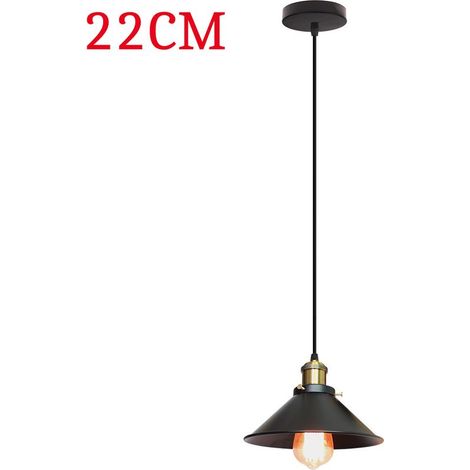 – Lustre suspension métal E27 22cm noir – Design industriel rétro – Abat-jour anti-corrosion – Longueur câble 100cm réglable (1/5)
